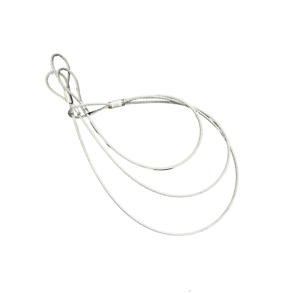 A white string with three loops on it.