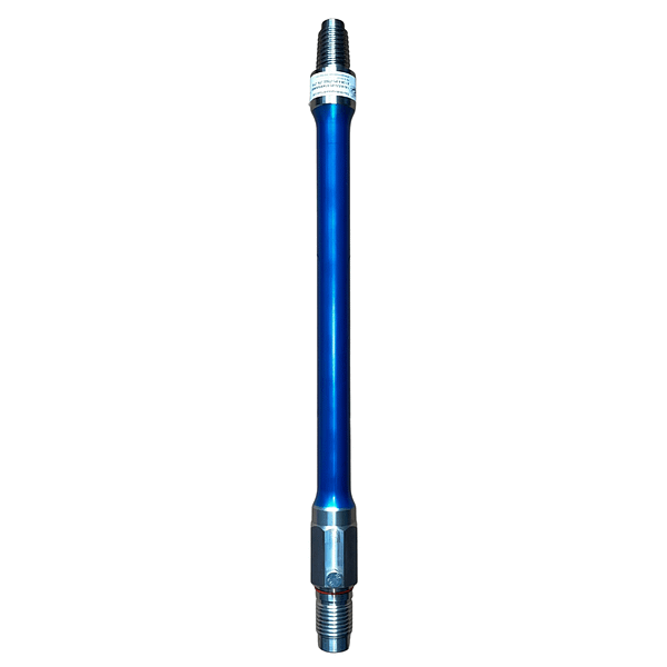 A blue pole with a metal head and a long handle.