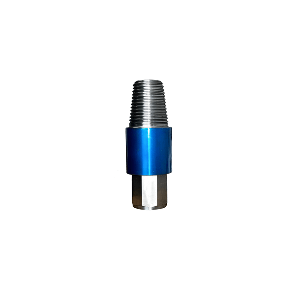 A blue and silver bullet with a white background